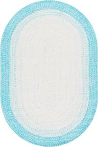 Ковер SAFAVIEH, 153 x 244 см, Washable Rug Braided Collection - Oval, Ivory & Aqua, ручной работы, для помещений и улицы, устойчивый к погодным условиям, идеален для патио, гостиной, прихожей, столовой (BRA283J)