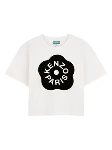 Футболка с цветочным принтом Kenzo Kids, бежевый