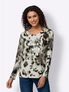 Рубашка с длинными рукавами цвета экрю с черным принтом Heine