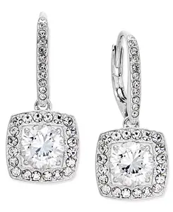 Серьги-Капельки с квадратными кристаллами серебристого оттенка, созданные для Macy's Eliot Danori, silver