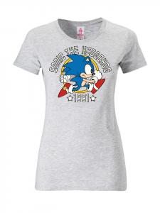 Футболка Sonic - 1991 в пестром сером цвете Logoshirt