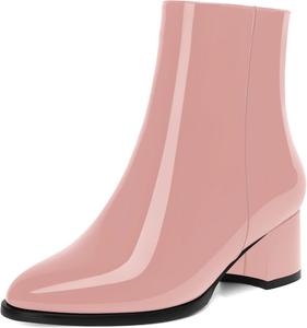 Женские лаковые вечерние ботильоны NUMALEO с молнией, круглый носок, устойчивый низкий каблук 2 дюйма