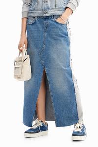 Джинсовая юбка миди с двумя разными текстурами