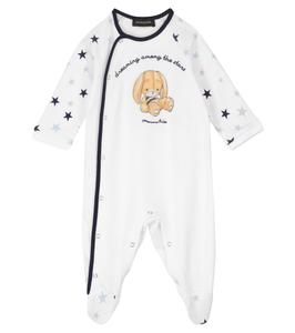 Детский комбинезон из хлопка с принтом Monnalisa, Panna+Blu