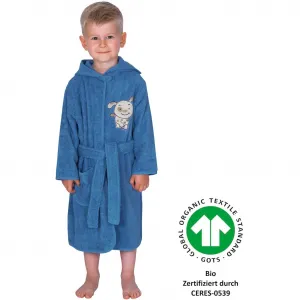Детский халат Собака с вышивкой, с карманами, машинная стирка, подходит для сушки в сушильной машине Wörner, Rauchblau