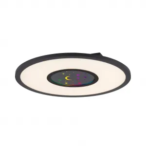 Потолочный светильник ASTRO с LED-панелью, 1 шт., теплый белый - холодный белый LED, CCT - управляется пультом дистанционного управления, RGB, диммируемый с помощью пульта Just Light, черный