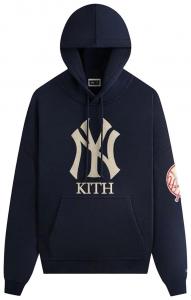 Укороченная толстовка Kith x New York Yankees Plush Fleece Cropped Braxton Hoodie, синий