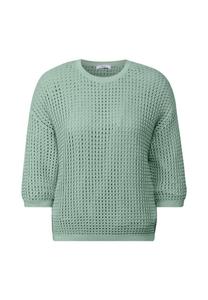 Свитер из хлопка вязаный крючком Cecil, зеленый