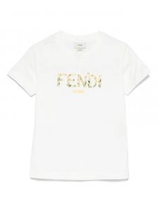 Футболка с логотипом Fendi Kids, белый