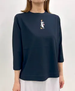 Футболка с рукавом 3/4 и вышивкой, охлаждающая от УФ-излучения Studio Picone, цвет Navy (060)