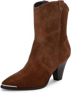 Женские ботильоны YDN закрытые с заостренным носком, широкие голенища, на высоком толстом каблуке, западного стиля, на молнии, повседневные, для отпуска и вечеринок, размер 4-16 US, Brown