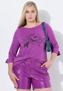 Футболка Ulla Popken SPARKLING FLOWER MOTIF 3/4 SLEEVE , Blackberry/Berry