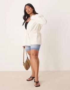 Строгий блейзер без воротника Curve Asos Design, светло-кремовый