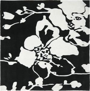 Ковер SAFAVIEH, 153 x 153 см, Modern Art Collection, Black & Ivory, ручной работы с цветочным узором, идеален для помещений с высокой проходимостью в гостиной, спальне (MDA621B)