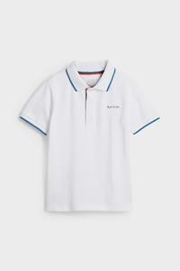 Фирменная рубашка-поло для мальчиков с короткими рукавами Paul Smith Junior, белый