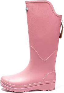 Унисекс высокие водонепроницаемые дождевые ботинки с плюшевой подкладкой, нескользящие резиновые ботинки для походов, велоспорта и зимней воды (Бежевый, 7) Clingre Boutique Shop