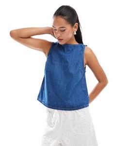 Джинсовая майка ASOS DESIGN средне-синего цвета