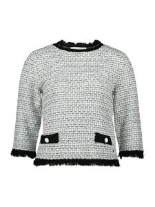 Бело-черный вязаный свитер с бахромой BETTY & CO