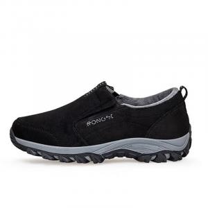 Скользоустойчивые утепленные низкие повседневные тапочки на подкладке из флиса RONSHI, черные с флисовой подкладкой