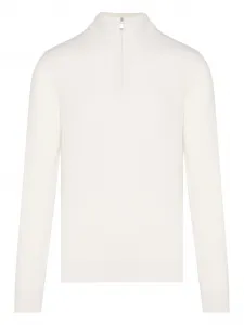 Кашемировый свитер с молнией у горловины Barba, белый
