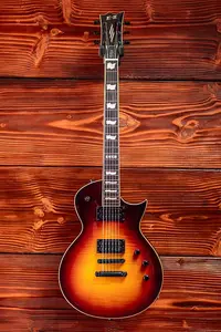 ESP E-II Eclipse с цельной кленовой декой Flamed Maple, окраска Tobacco Sunburst, в жестком чехле