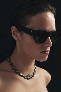 Металлическое ожерелье с украшениями Zara, антрацитово-серый