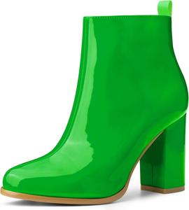 Женские ботильоны Allegra K с круглым носком, на молнии и массивным каблуком, Grass Green