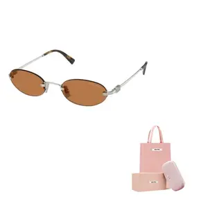 MIU MIU Солнцезащитные очки овальной формы Eyewear Oval Frame, Silver