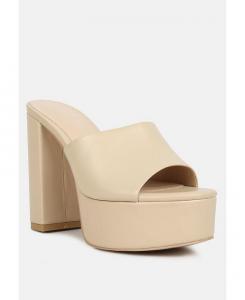 Женские босоножки на высоком блочном каблуке с открытым носком Rag & Co, коричневый/бежевый