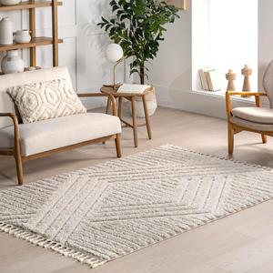 nuLOOM Risette Geometric ковер 305 x 427 см с длинным ворсом для гостиной спальни столовой детской кухни, Risette Beige