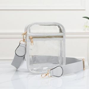 Прямоугольная прозрачная сумка через плечо из искусственной кожи FASHNZFAB, серебряный