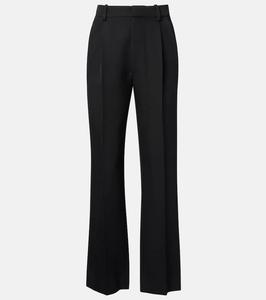 Высокие прямые брюки из верджин вули Victoria Beckham, Black