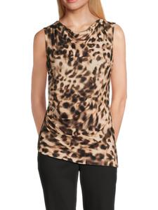 Топ с асимметричным подолом и анималистичным принтом Halston, цвет Leopard