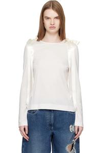 Simone Rocha Футболка с длинными рукавами Off-White с бантом и ленточкой
