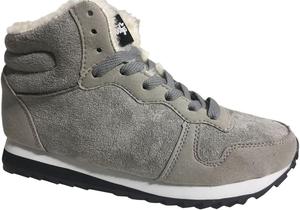 Женские зимние ботинки на шнуровке oiangi - модные с круглым носком, плюшевые теплые плоские, хлопковые, удобные, легкие, повседневные высокие ботиночки с нескользящей подошвой, Grey