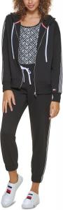 Толстовка с капюшоном на молнии с отделкой из ленты от Tommy Hilfiger Sport, Black