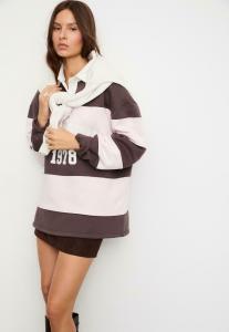 Толстовка Stradivarius STRIPE PRINT, Dark Brown