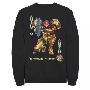 Мужской флисовый пуловер с графическим рисунком для Nintendo Nintendo Metroid Samus Aran Kneel Blaster, Black Licensed Character, черный