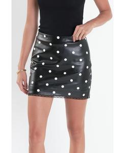 Женская мини-юбка из искусственной кожи в горошек English Factory, Black/white