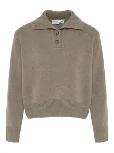 Свитер с высоким воротником и пуговицами Yves Salomon, нейтральный