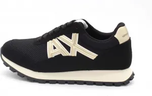 Женские кроссовки Armani Exchange из микрозамши с сетчатой вставкой, черный/бледно-золотой