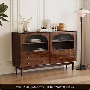 Mikemijia Комод 1,6 м для гостиной и спальни с четырьмя ящиками, стеклянными дверцами, плетеной отделкой, настенный монтаж