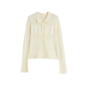ELLE Трикотажный кардиган Women's Ecru Lapel Moderate