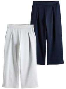 Широкие брюки со складками спереди The Set, Navy/Mottled Grey