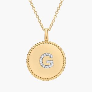 Подвеска с инициалом «G» из желтого золота 14 карат с бриллиантами Blue Nile