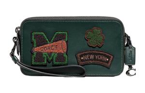 Сумка через плечо Kira Glove Tanned Leather маленькая квадратная, кросс-боди для женщин, темно-зеленая COACH