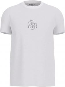 GUESS Мужская базовая футболка Quattro G с коротким рукавом Eco, Pure White