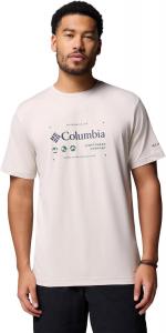Мужская футболка Columbia Kwick Hike с коротким рукавом и принтом, Dark Stone Heather/Iconic Brand