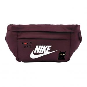 Фабричный принтованный поясной рюкзак кроссбоди Regular Unisex Burgundy Nike, черный cat