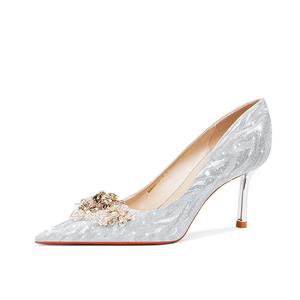 Женские туфли на высоком каблуке A poinsettia princess, серебро